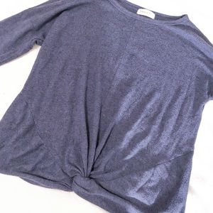 Blue twist front sweater